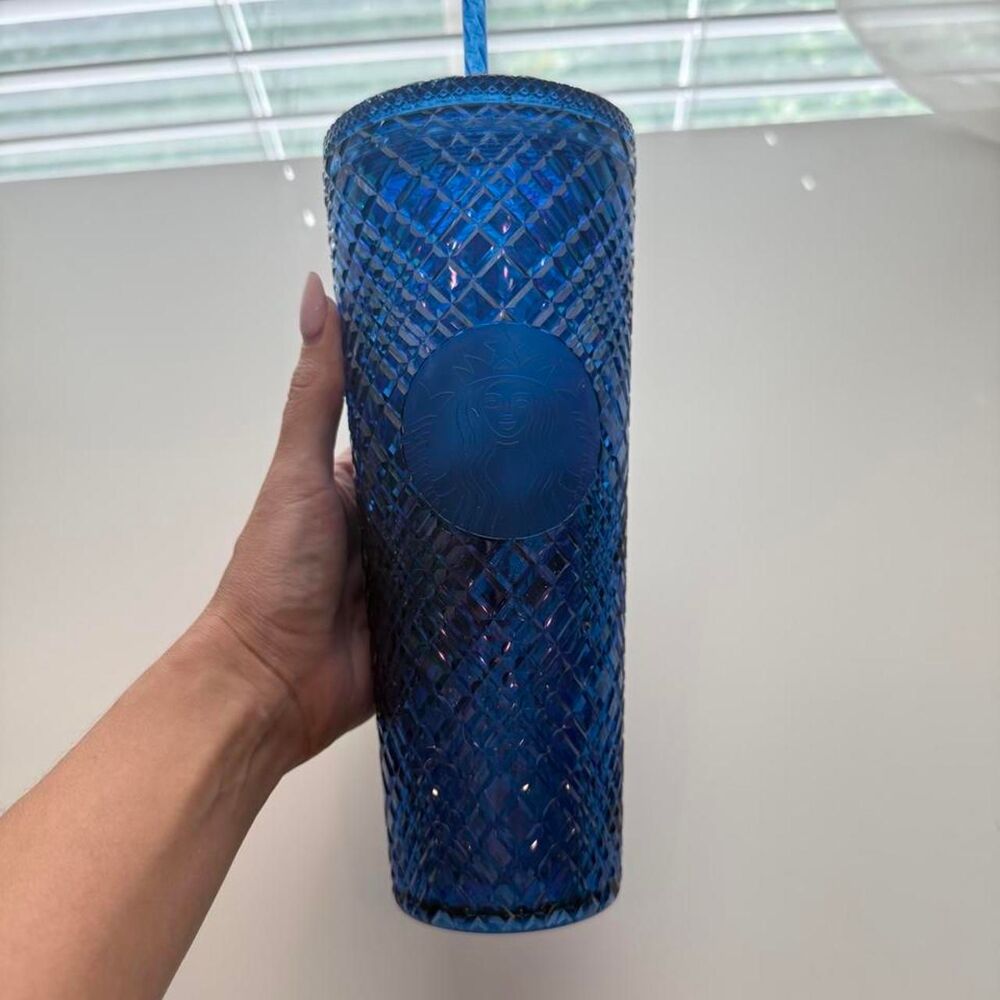 Starbucks Blue Jeweled 24 oz Cold Cup New